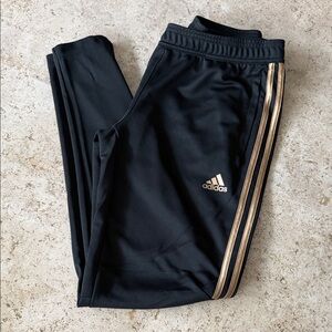 adidas Tiro Black Joggers with Gold Stripes